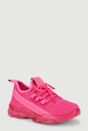 Girls Textured Knit Slip On Sneakers