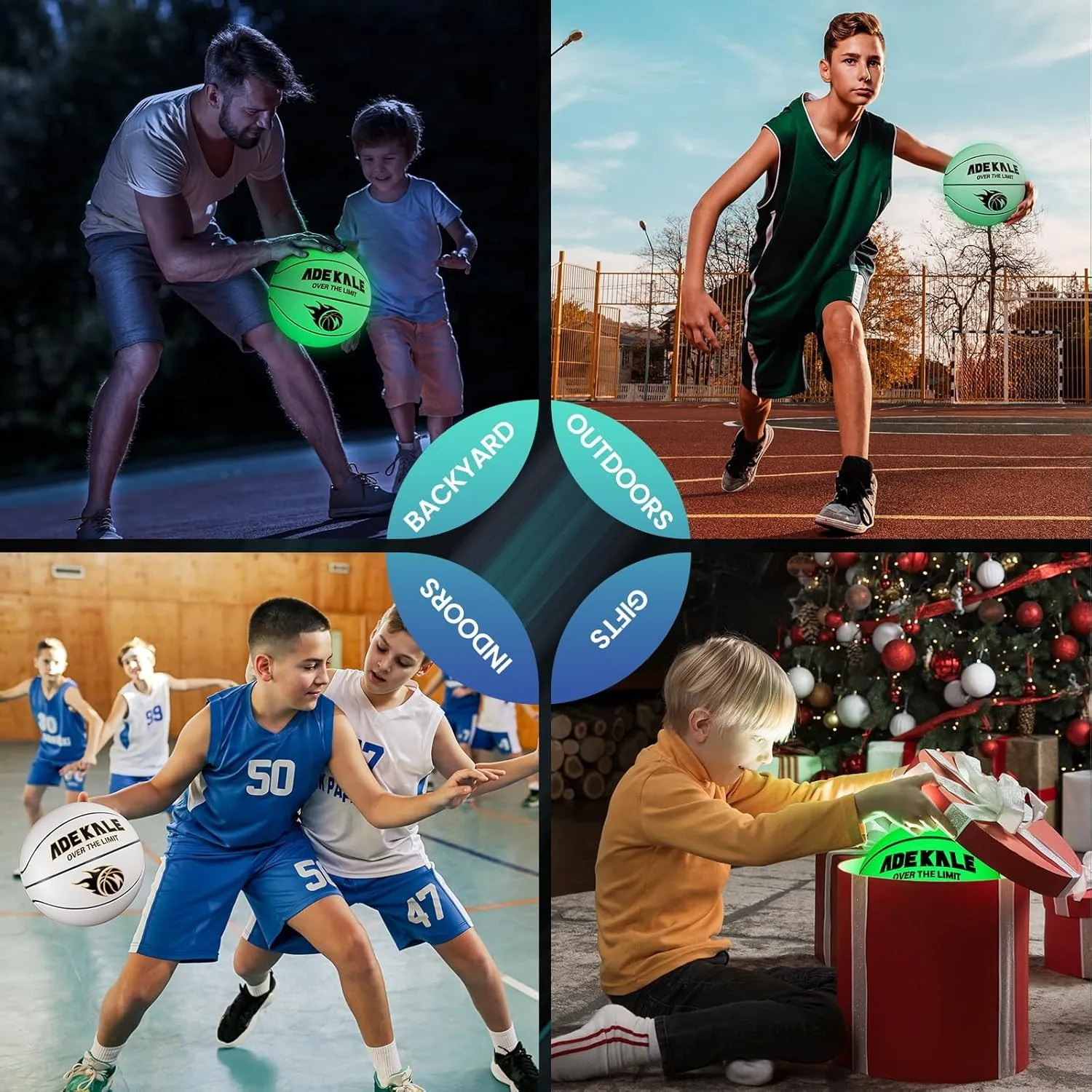 Glow in The Dark Basketball Size 7 (29.5’’) Basket Balls, Ball for Boys Girls Youth Adults to Play Basket Ball Games, Ideal Outdoor Indoor Basketball Gifts for Boys 8-12