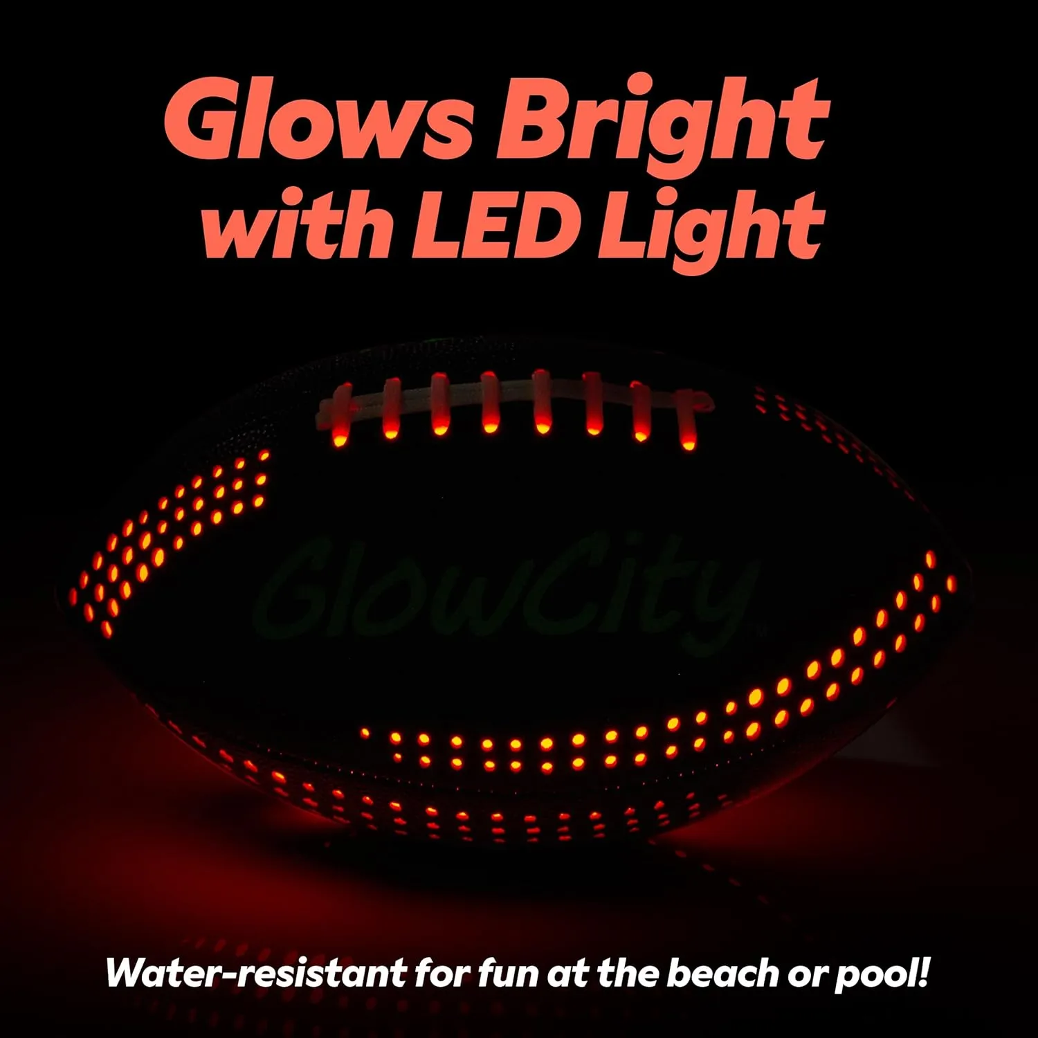 GlowCity Glow in The Dark Football - Light Up LED Ball - Perfect for Evening Play, Camping, and Beach Fun!