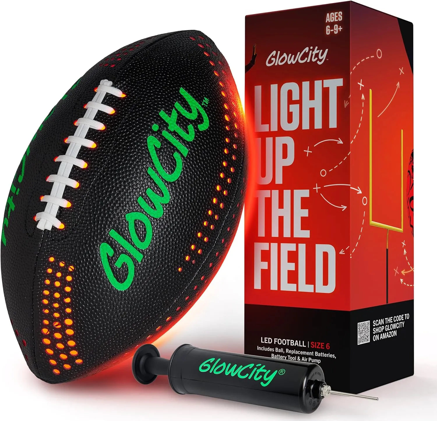 GlowCity Glow in The Dark Football - Light Up LED Ball - Perfect for Evening Play, Camping, and Beach Fun!