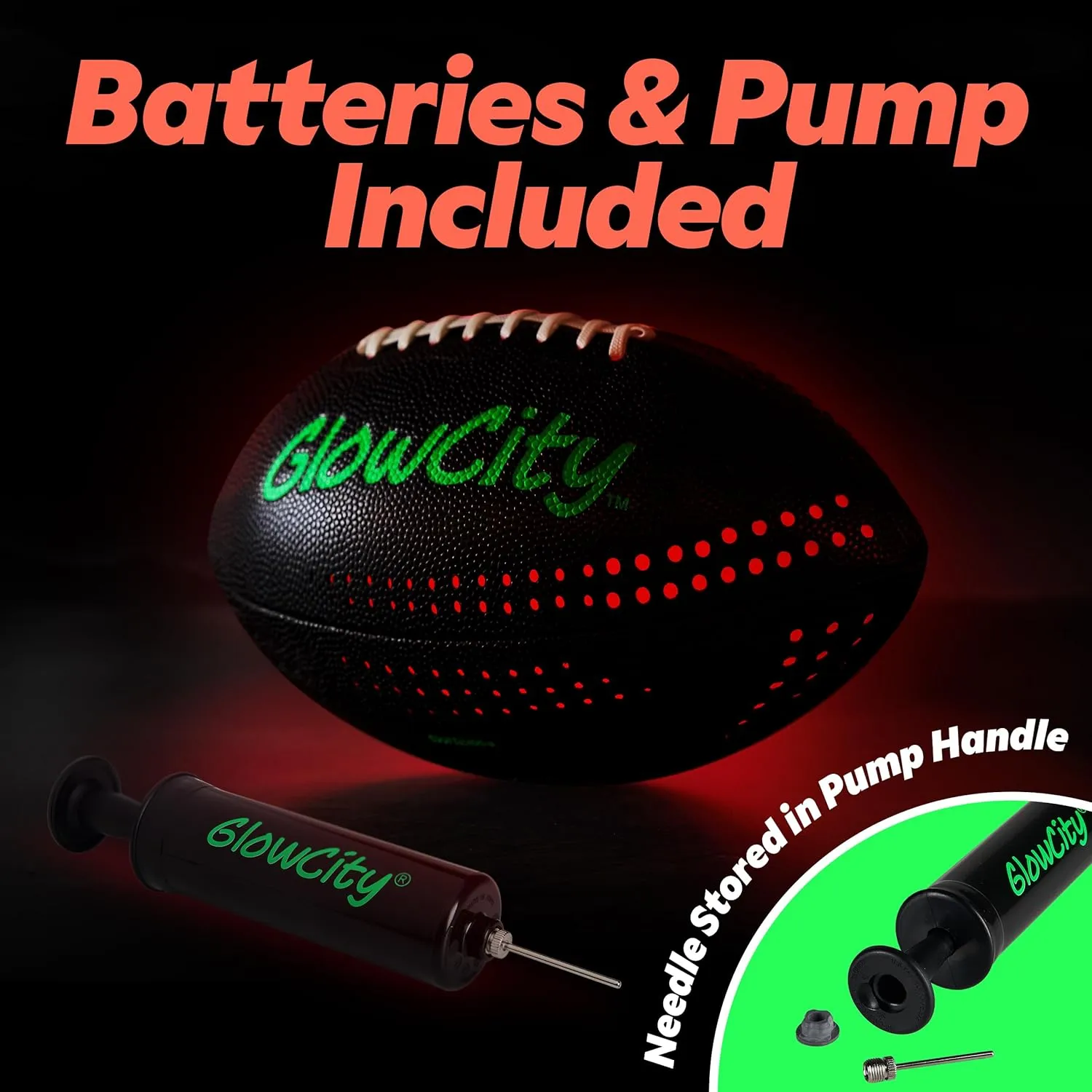 GlowCity Glow in The Dark Football - Light Up LED Ball - Perfect for Evening Play, Camping, and Beach Fun!