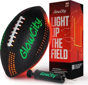 GlowCity Glow in The Dark Football - Light Up LED Ball - Perfect for Evening Play, Camping, and Beach Fun!