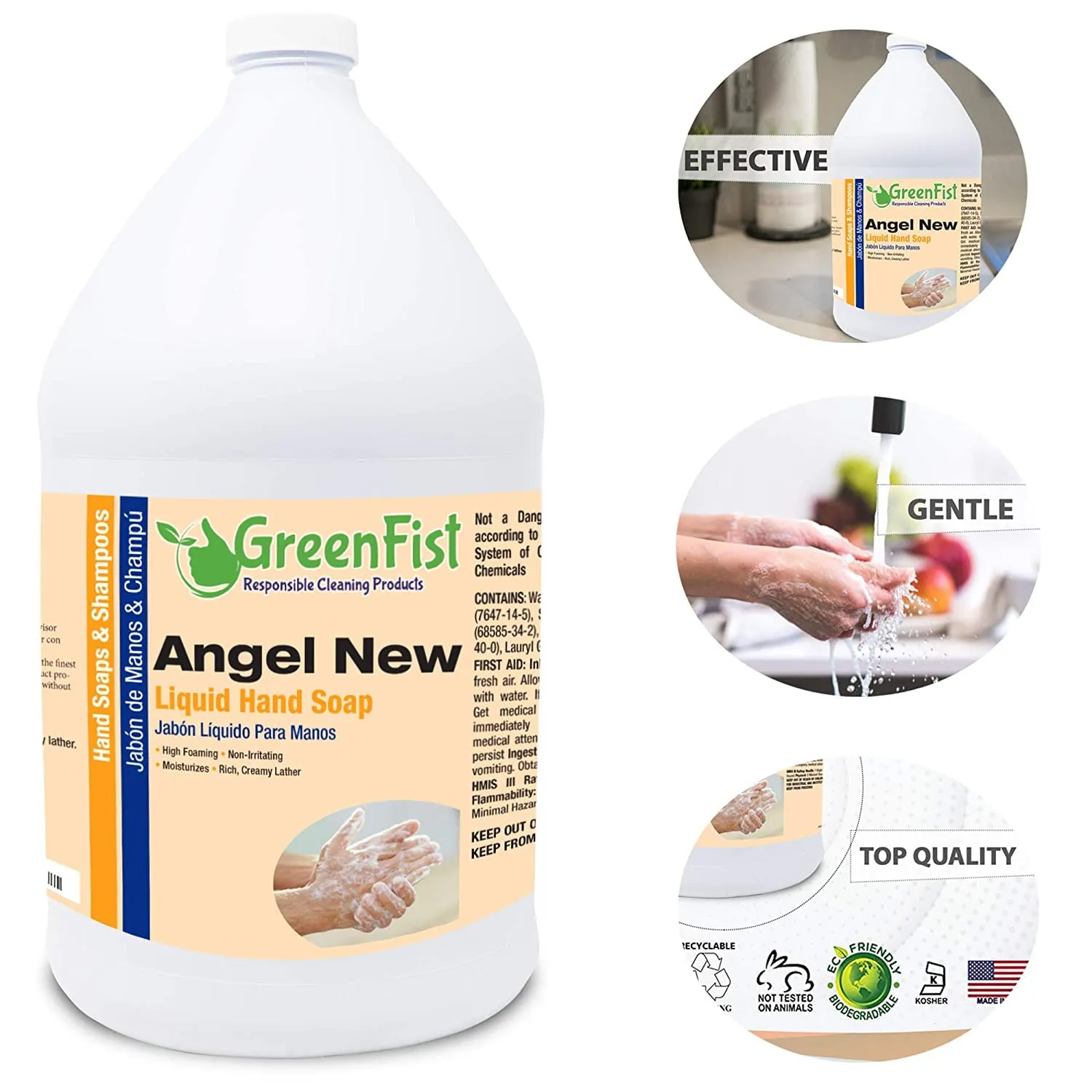 GreenFist Lotionized Hand Soap [ Liquid Gel Refill ] Made in USA, 128 Ounce (1 Gallon) (Citrus w/Pump)