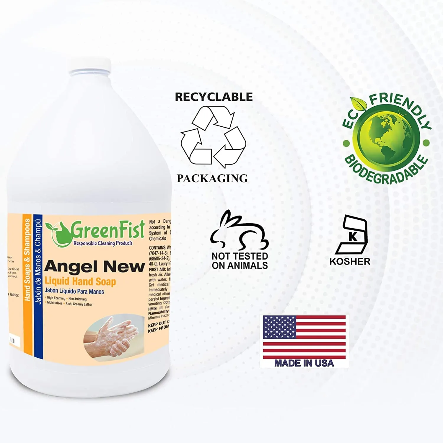 GreenFist Lotionized Hand Soap [ Liquid Gel Refill ] Made in USA, 128 Ounce (1 Gallon) (Citrus w/Pump)