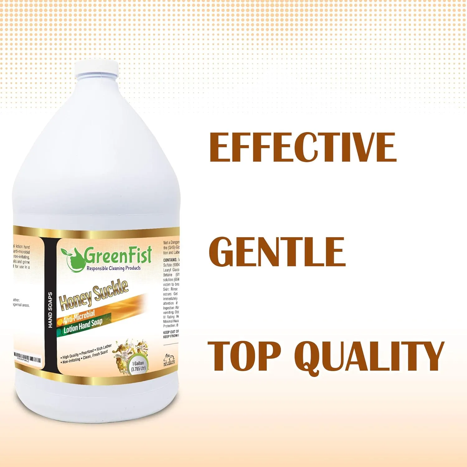 GreenFist Lotionized Hand Soap [ Liquid Gel Refill ] Made in USA, 128 Ounce (1 Gallon) (Honey Suckle w/Pump)