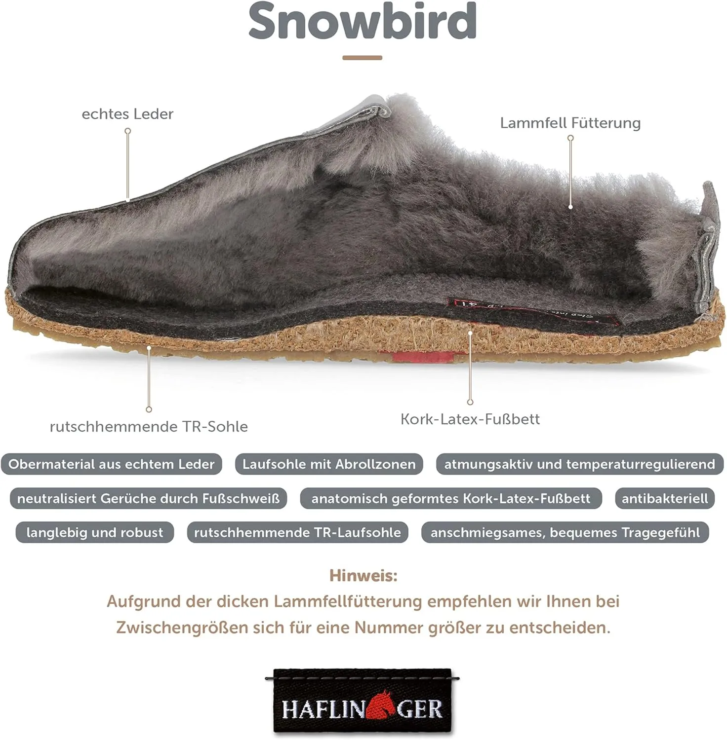 HAFLINGER Women's Snowbird Shearling Leather Clogs