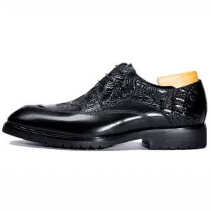 Handmade Calf Leather Embossed Oxford Shoes