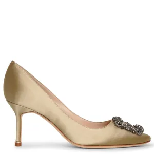 Hangisi 70 beige sage satin pumps