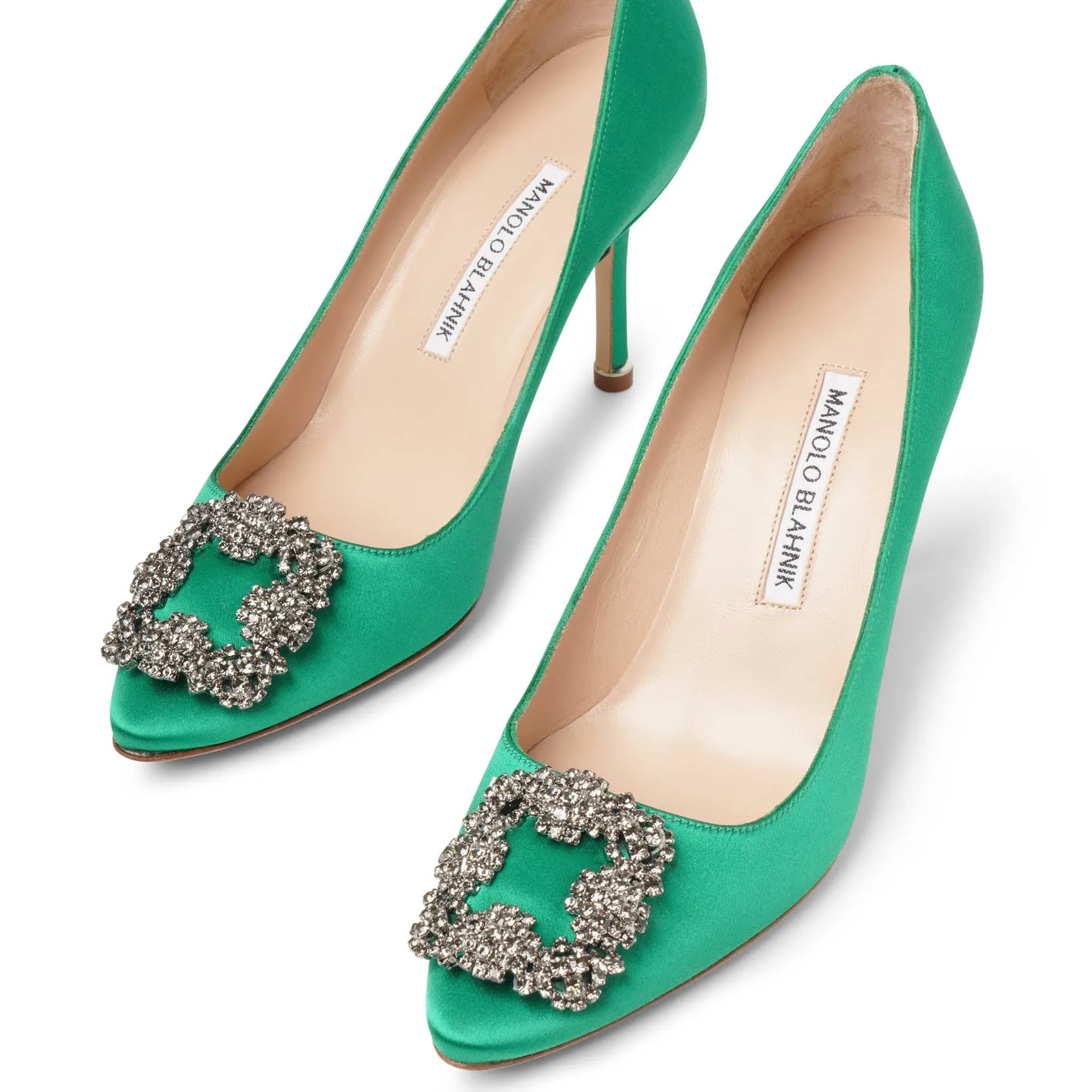 Hangisi 90 emerald satin pumps