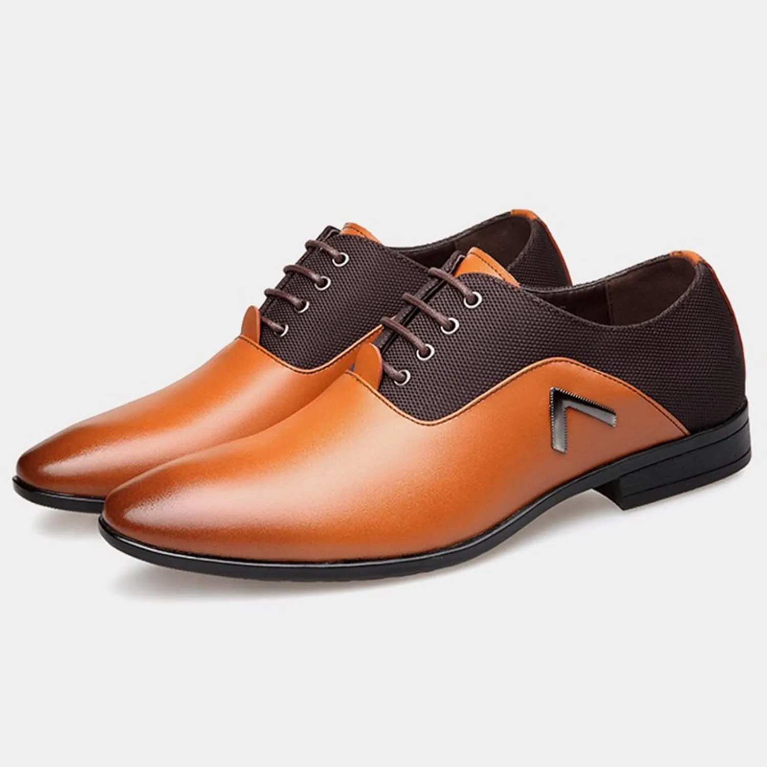 Hbeylia Men's Oxford Classic Dress Shoes Business Formal Slip Lace up 4 Eyelets Shoes British Style Lightweight Leather Tuxedo Pointed Toe Comfort Prince Business Wedding Office Wingtip Dress Shoes