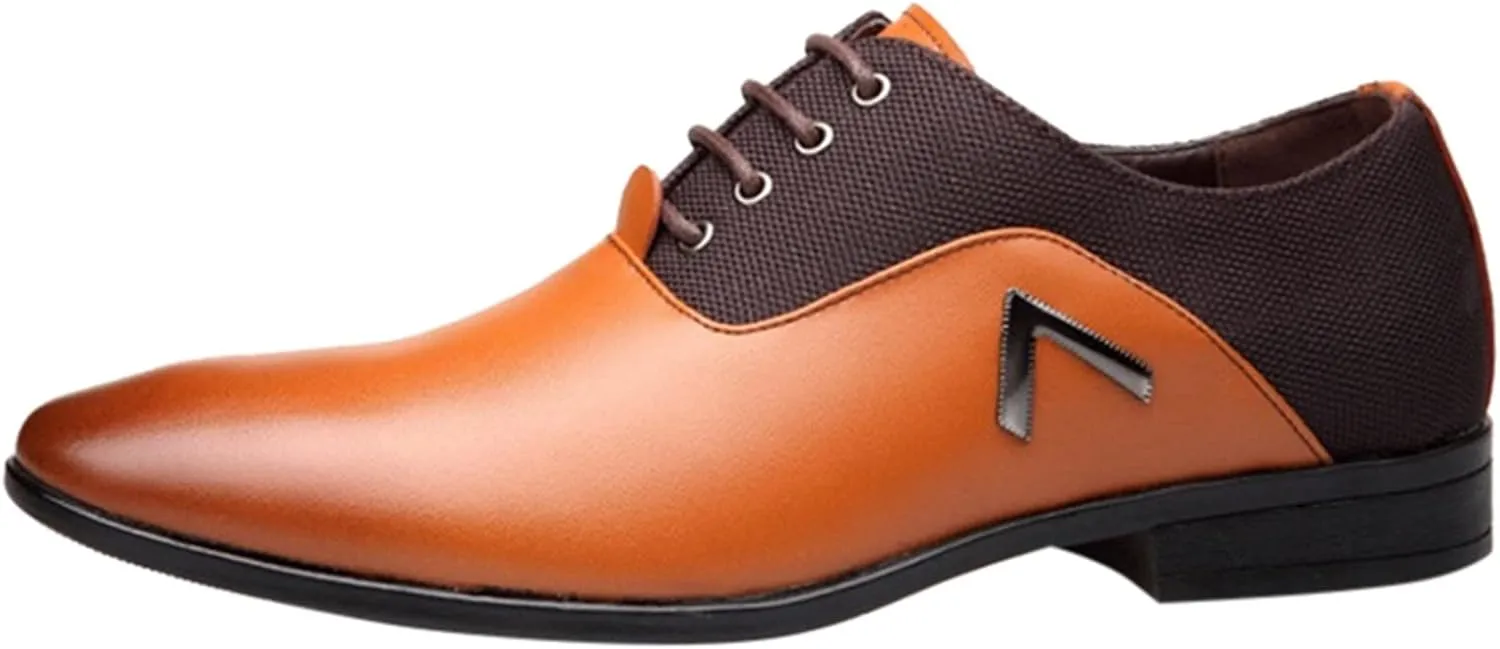 Hbeylia Men's Oxford Classic Dress Shoes Business Formal Slip Lace up 4 Eyelets Shoes British Style Lightweight Leather Tuxedo Pointed Toe Comfort Prince Business Wedding Office Wingtip Dress Shoes