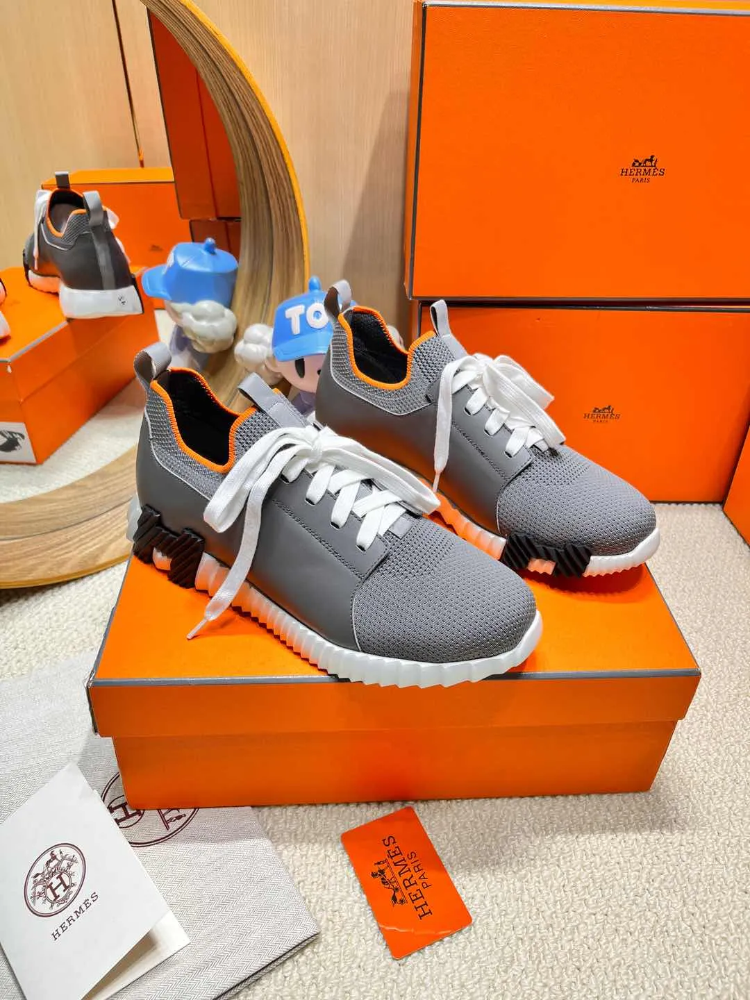 HM Depart slip-on Sneaker Gray Knitted fabric and Calfskin 206333