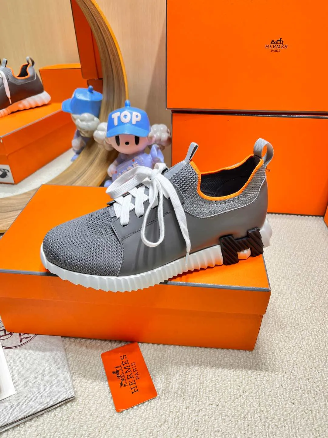 HM Depart slip-on Sneaker Gray Knitted fabric and Calfskin 206333