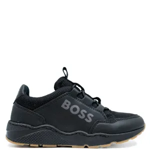 Hugo Boss Solid Black Elastic Sneaker