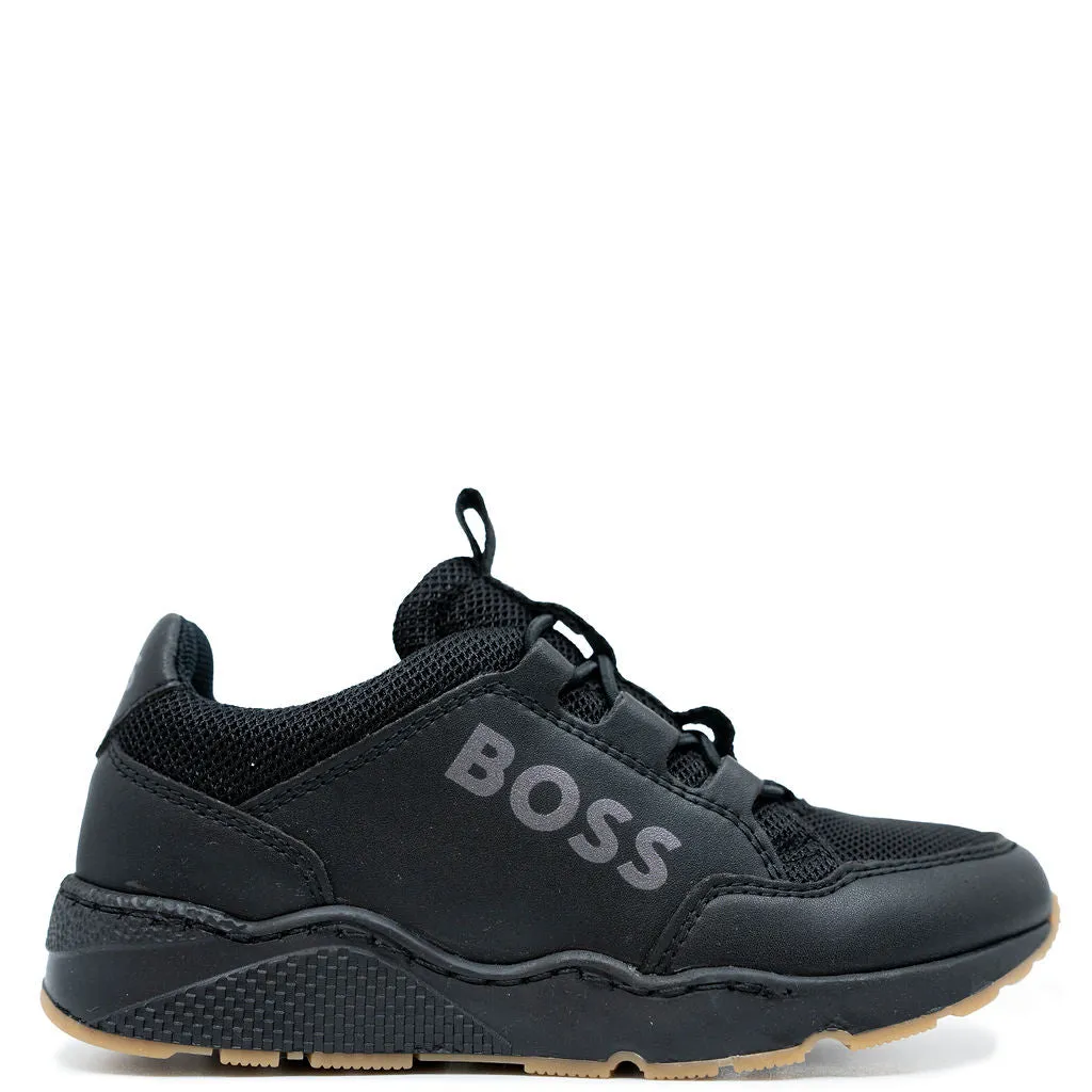Hugo Boss Solid Black Elastic Sneaker
