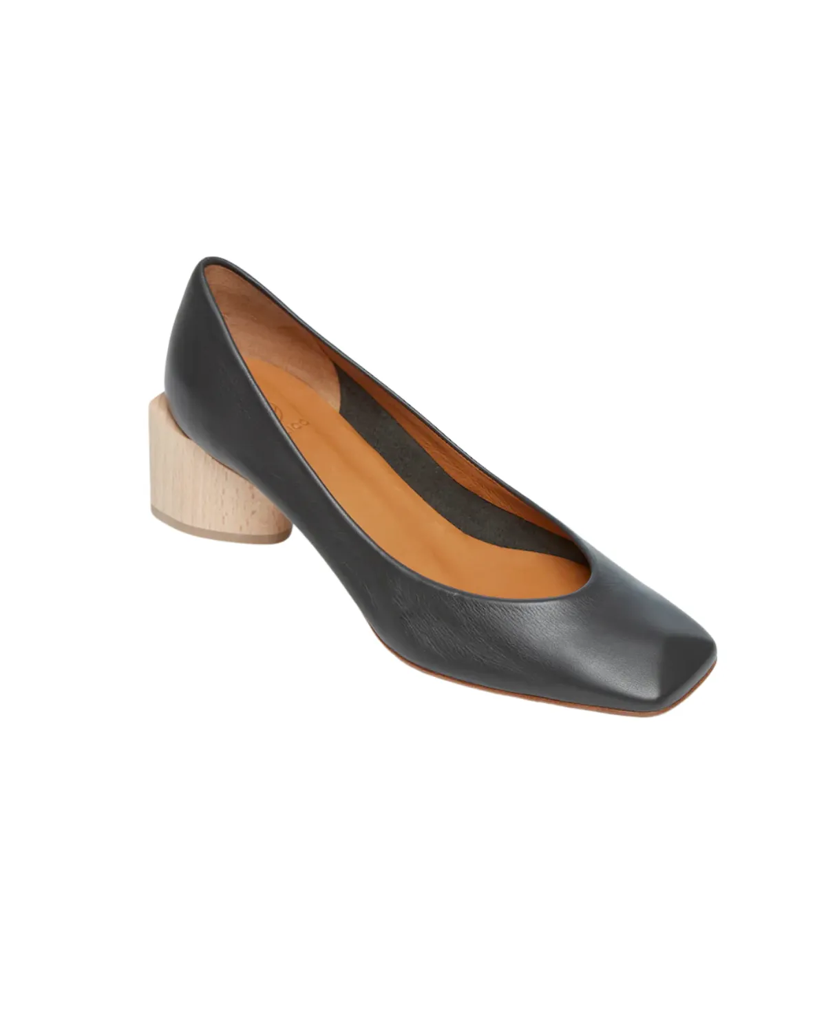 Icy Pump (Black Leather-Natural Heel)