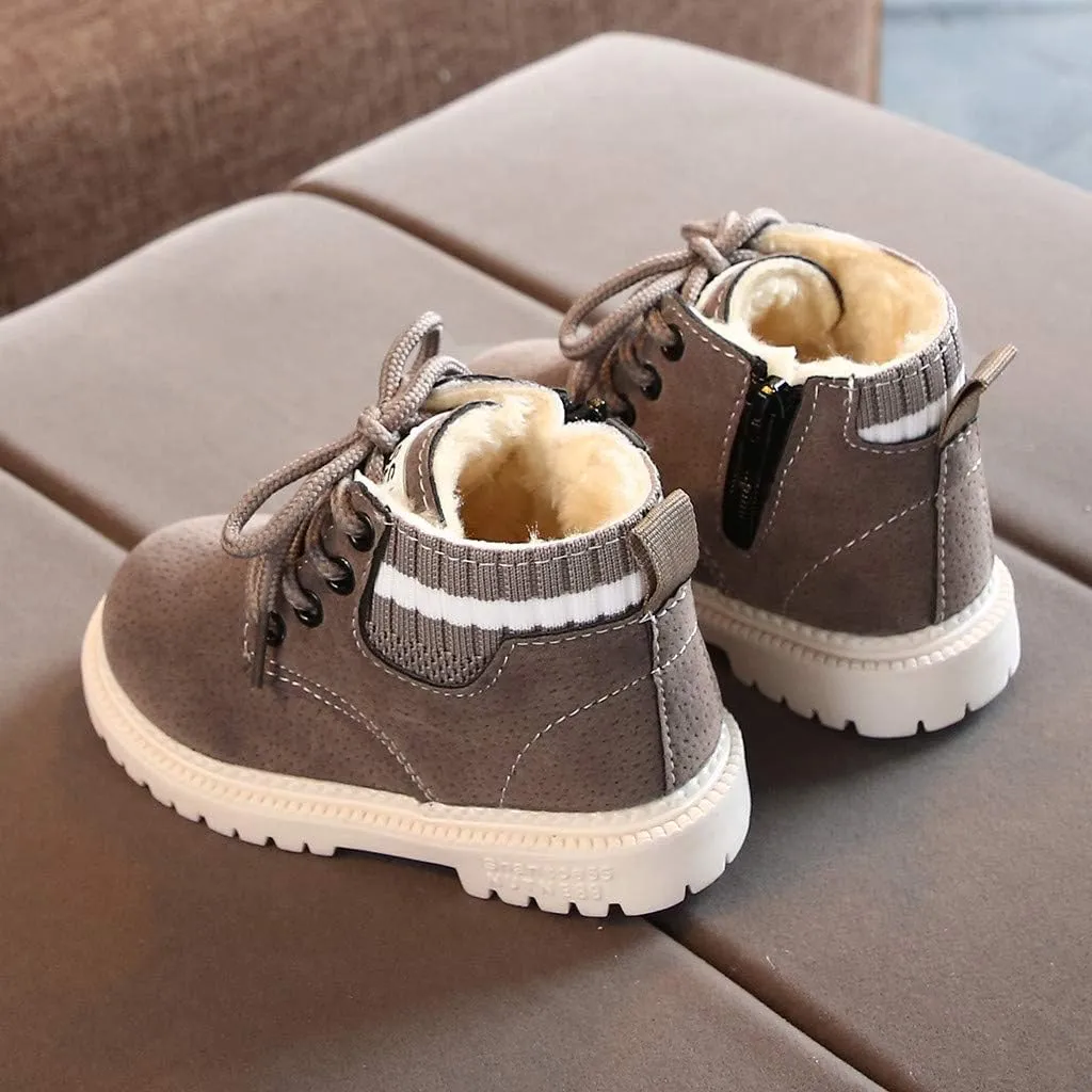 Infant Short Ankle Boots Kids Up Toddler Booties Boys Girls Warm Shoes Baby Lace Baby Shoes Size 4
