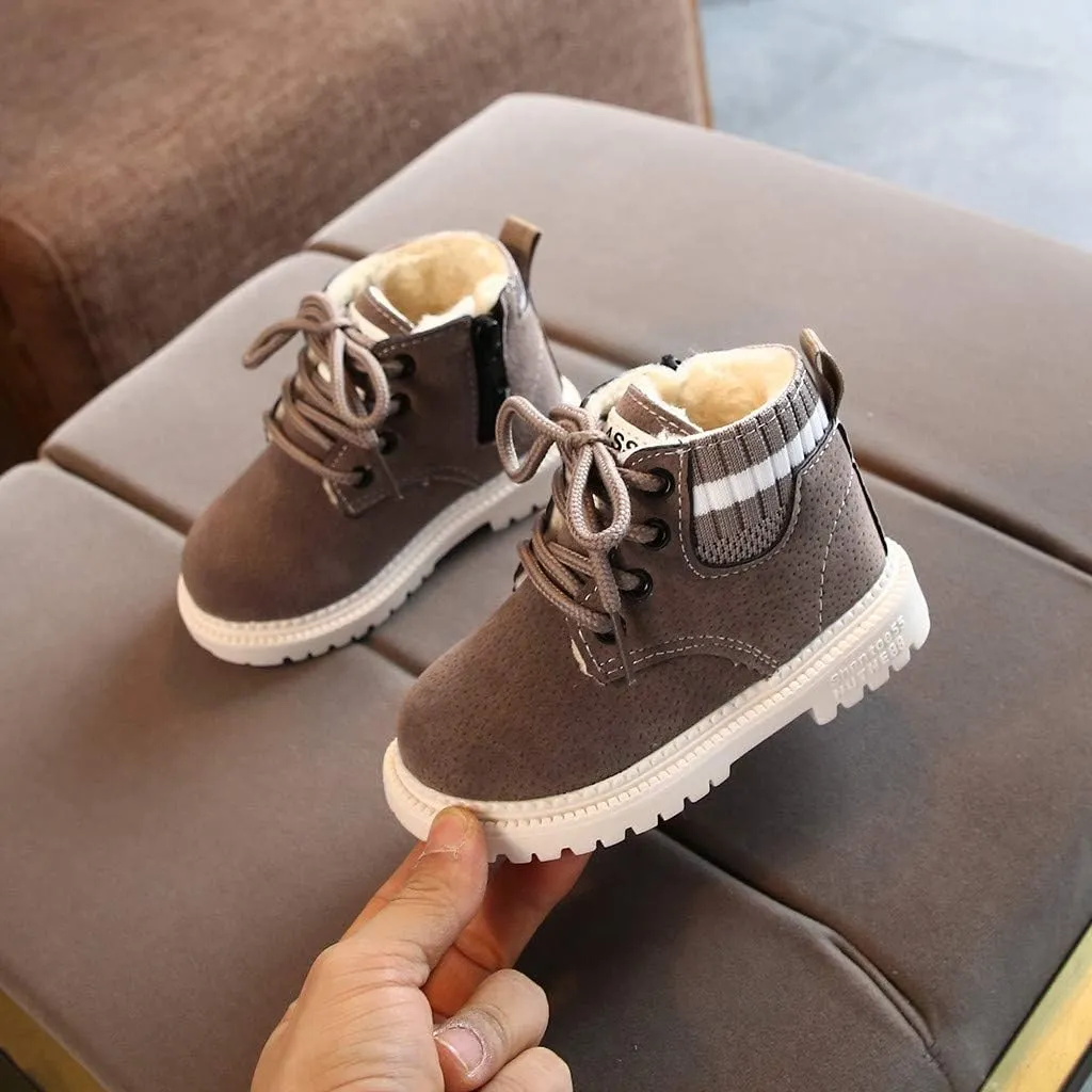 Infant Short Ankle Boots Kids Up Toddler Booties Boys Girls Warm Shoes Baby Lace Baby Shoes Size 4