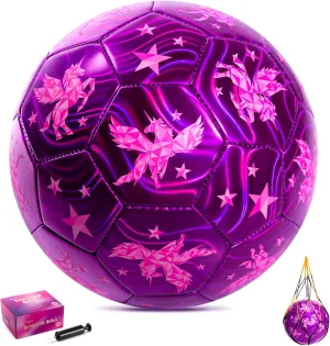 INPODAK Size 4 Soccer Ball for Kids with Pump, Mesh Bag and Gift Box, Pink Soccer Ball for Girls, Indoor Outdoor Sports Toy for Birthdays, Holidays and Practice