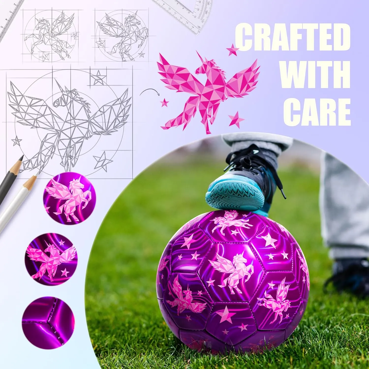 INPODAK Size 4 Soccer Ball for Kids with Pump, Mesh Bag and Gift Box, Pink Soccer Ball for Girls, Indoor Outdoor Sports Toy for Birthdays, Holidays and Practice