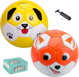 INPODAK Toddler Soccer Ball Size 2 for Kids Cartoon Ball Baby for Kids 2 3 4 5 Years Old Indoor Outdoor with Pump and Gift Box