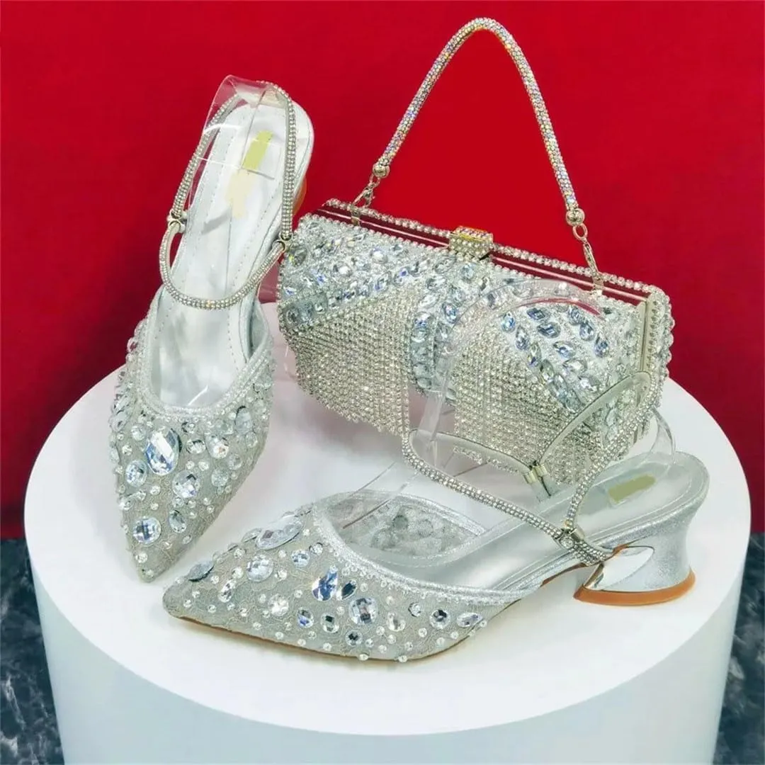 Italian Designer Platform Slippers Applique Casual Women Shoes Crossbody Hang Bag Set
