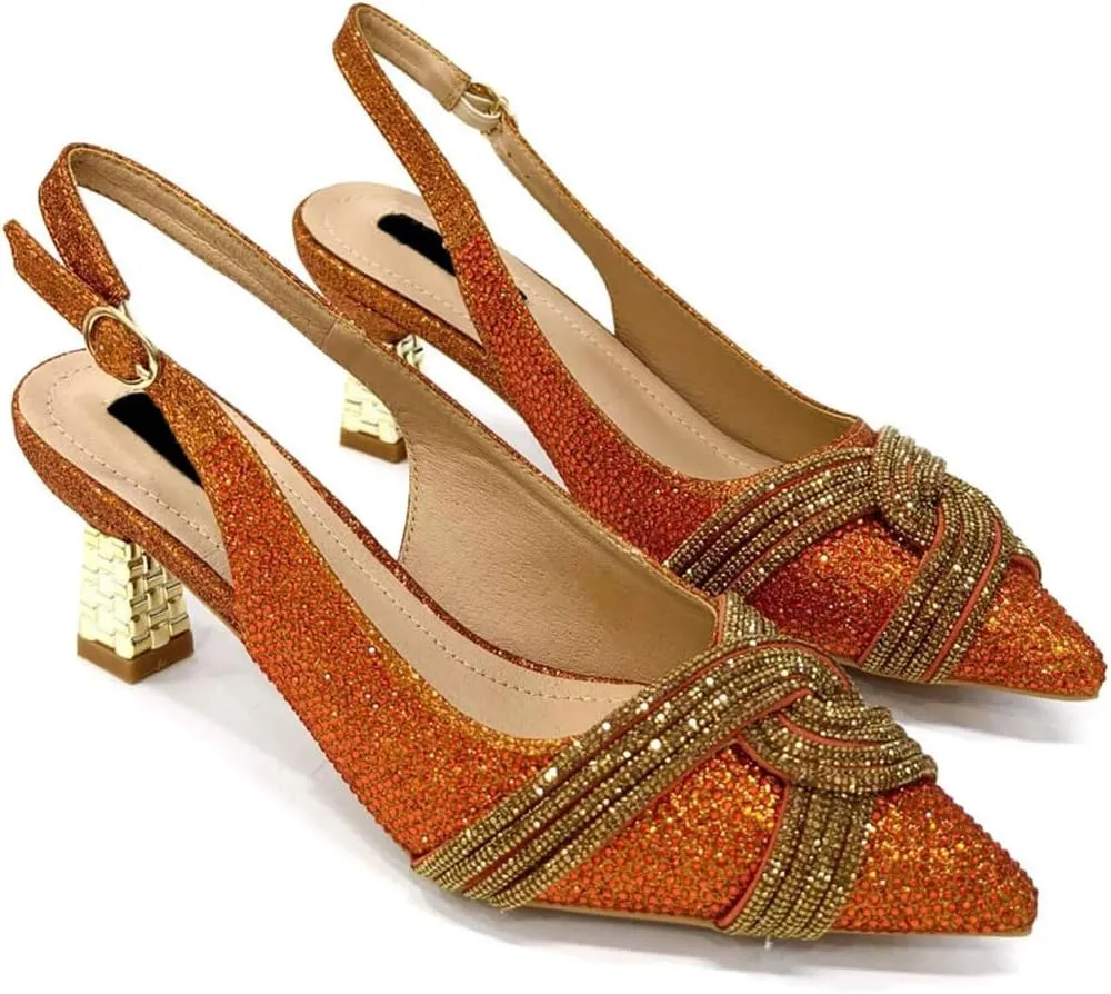 Italian Pointed Toe Rhinestone Heels Bag Nigeria Elegance Party Combo