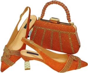 Italian Pointed Toe Rhinestone Heels Bag Nigeria Elegance Party Combo