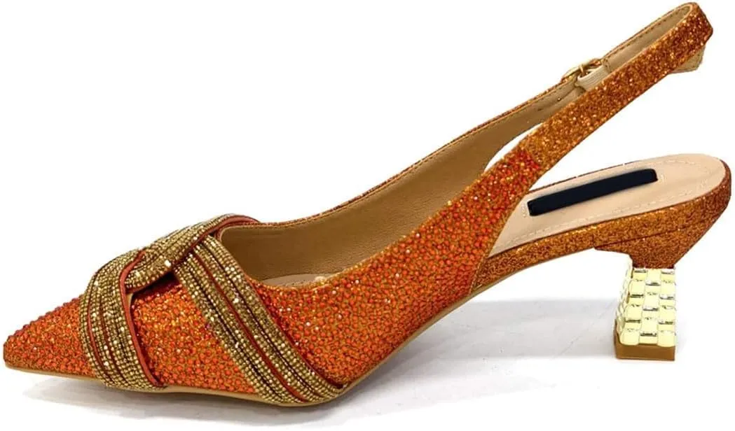 Italian Pointed Toe Rhinestone Heels Bag Nigeria Elegance Party Combo