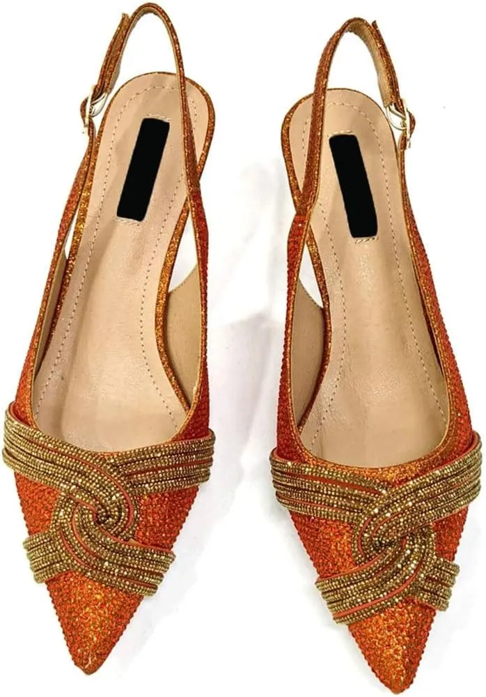 Italian Pointed Toe Rhinestone Heels Bag Nigeria Elegance Party Combo