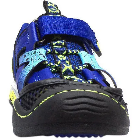 Jambu Boy's Squamata Mesh Hook and Loop Crossover Stretch Lace Water Ready Fisherman Sandals, Blue