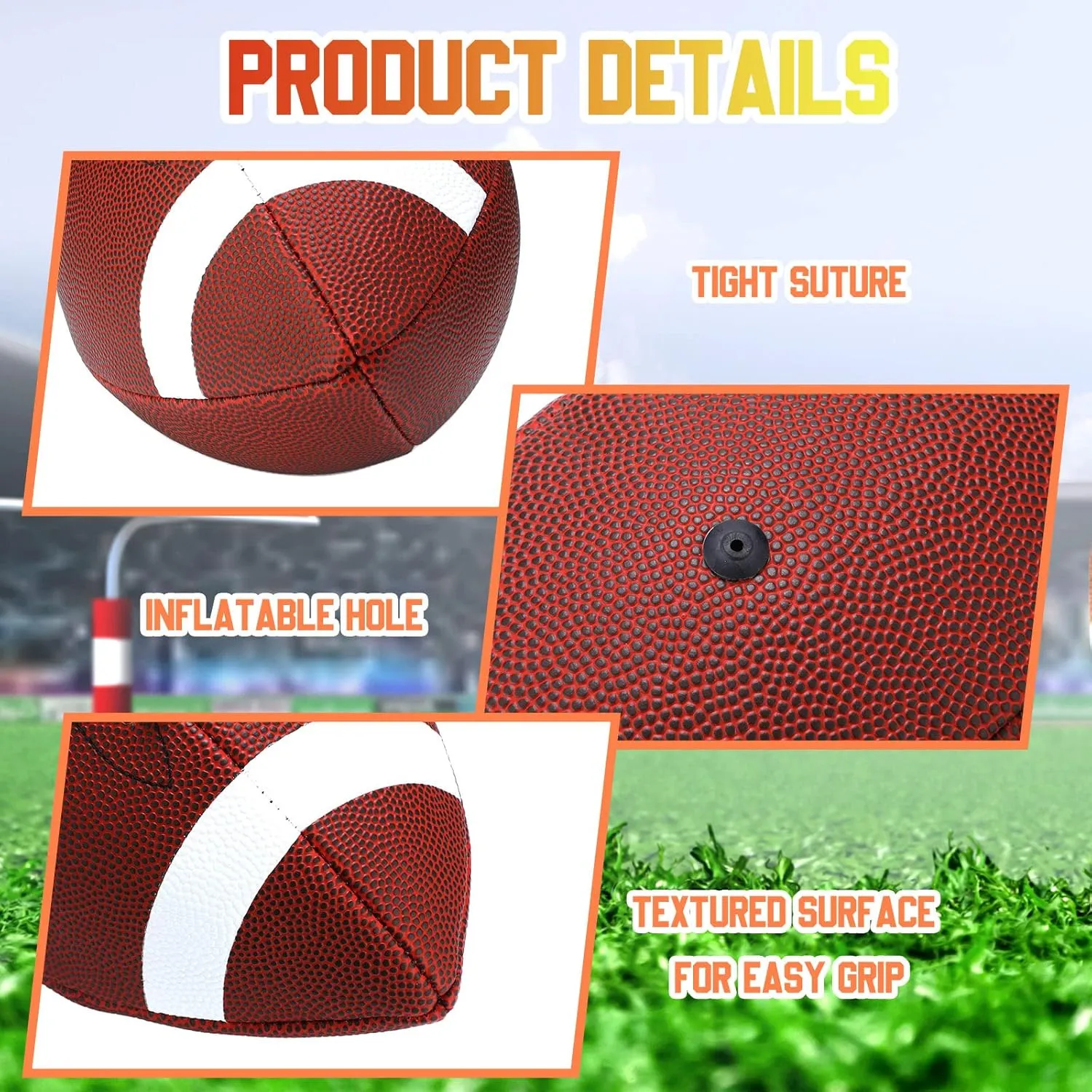 Jerify Composite Leather Footballs Official Size Composite Leather Balls Leather Inflatable Footballs with Pump Indoor Outdoor Footballs Bulk for Training and Recreational Play