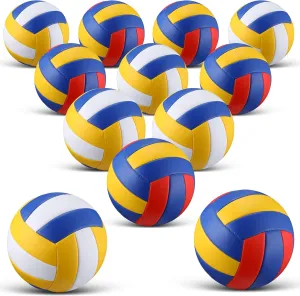 Jexine 12 Pcs Volleyball Official Size 5 Bulk Waterproof Recreational Soft Volleyball with 2 Pump Outdoor Indoor Training Beach Play Ball for Teenager Adult Gift Back to School