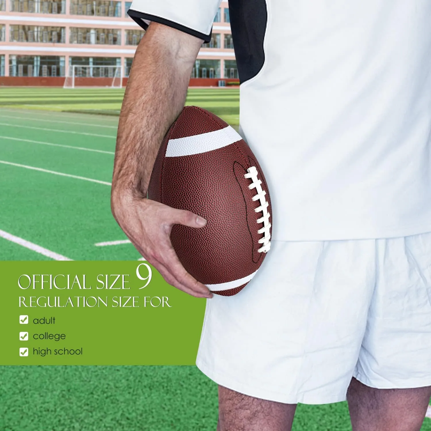 jiaonun 6 Pack Youth Size 6/Official Size 9 Footballs Inflatable with Pump for Youth, Junior, Adult, College, High School, Regulation Size Football, American Football, Composite Leather Foot Ball