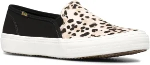 Keds Women's Double Decker Leopard Canvas Sneaker, Black, 6