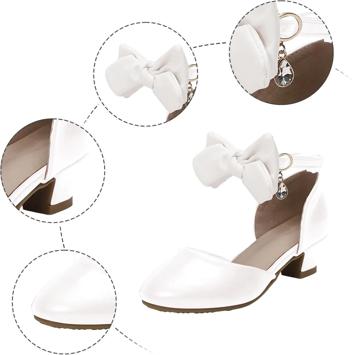 Kids Slides Sandals Girls Princess Shoes Little Girl Hollow Bow Sandals Children Dance Performance Dress High Heels Leather and Glitter Straps