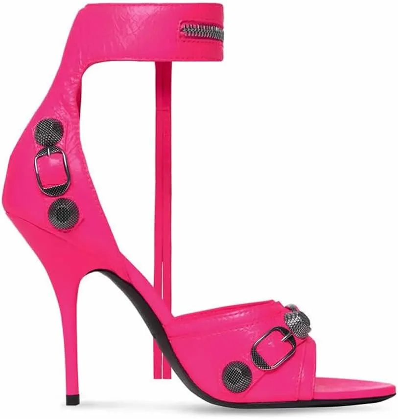 Kluolandi Women's High Stiletto Heeled Sandals with Tassel Open Toe Studded Zipper Ankle Strap High Heels Dress Pumps Shoes