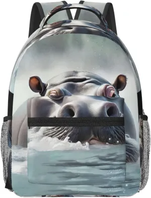 Large Capacity Anti-Theft Business Backpack Compatible with Diving Hippo Bath Shoulder Bag for Women