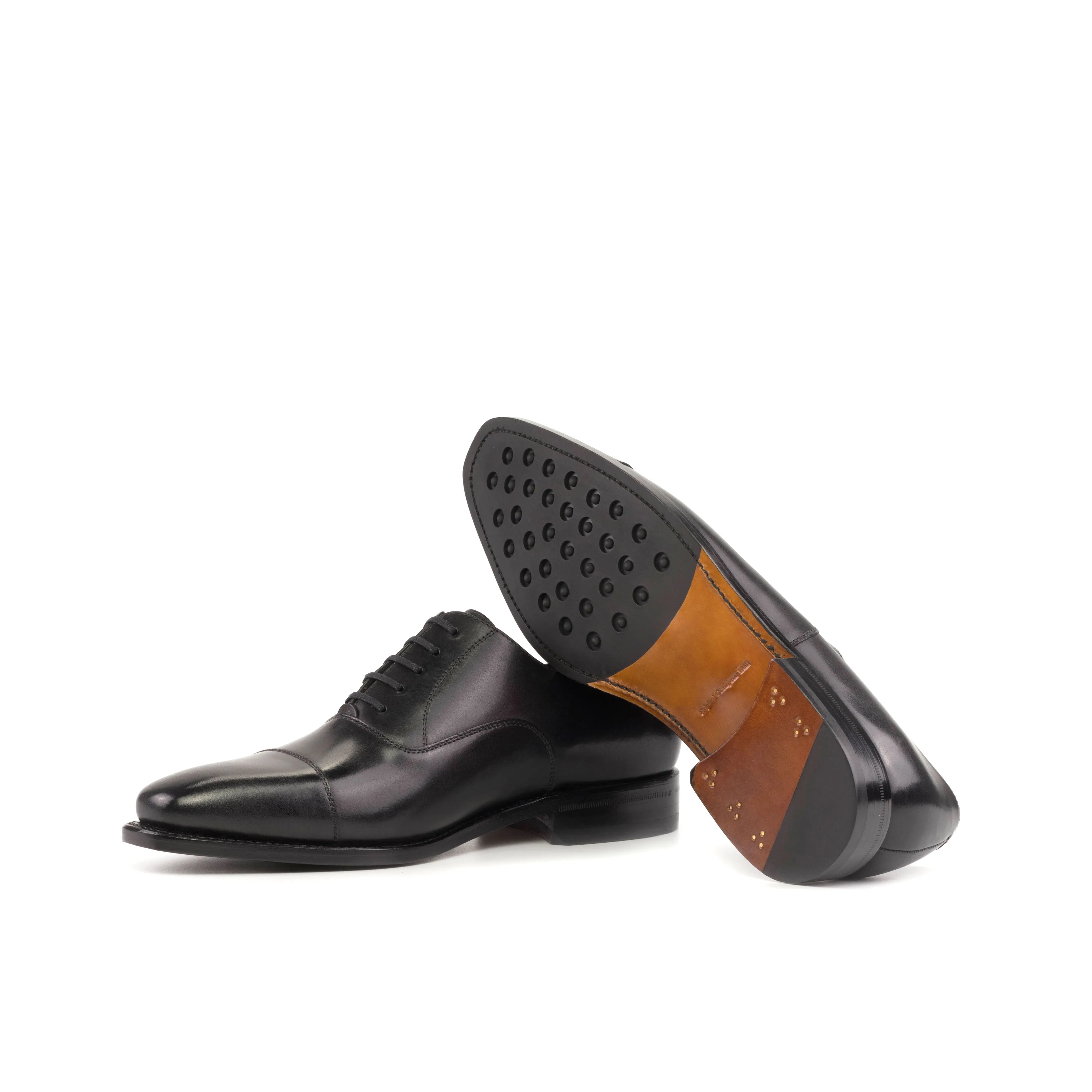 Leather Oxford Monti │ Black - Cognac Soles