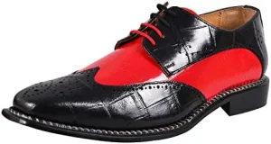 LIBERTYZENO Mens Genuine Leather Adults Wingtip Lace Up Oxford Dress Shoes for Prom Graduation