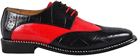LIBERTYZENO Mens Genuine Leather Adults Wingtip Lace Up Oxford Dress Shoes for Prom Graduation