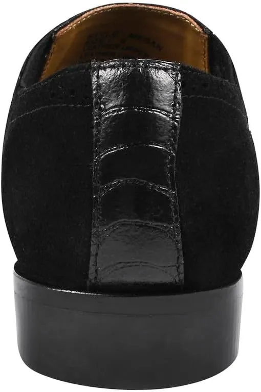 LIBERTYZENO Mens Ostrich Leg Print Suede & Genuine Leather Adults Noble Loafers Slip On Shoes for Prom Graduation