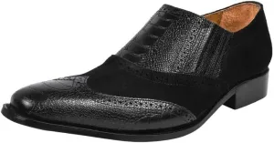 LIBERTYZENO Mens Ostrich Leg Print Suede & Genuine Leather Adults Noble Loafers Slip On Shoes for Prom Graduation