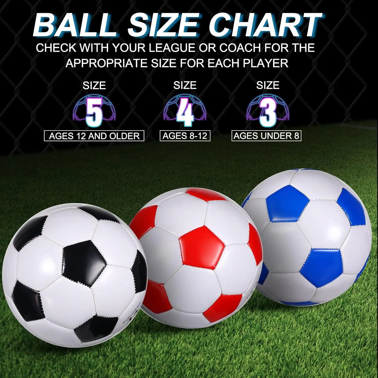 Libima 12 Pcs Soccer Balls with Pump Official Size 3/4/5 Soccer Ball Bulk for Child Adult School Sport Training Practice Back to School