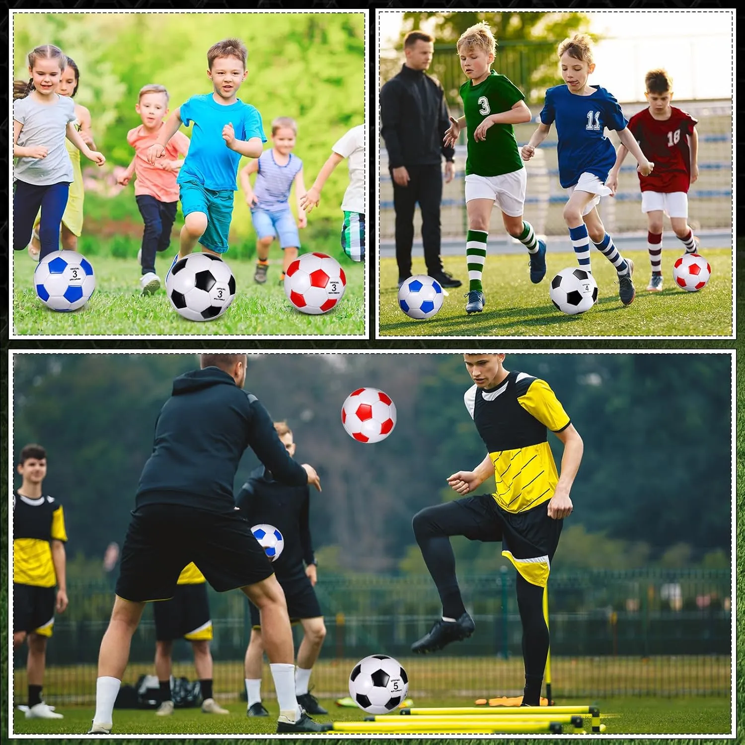 Libima 12 Pcs Soccer Balls with Pump Official Size 3/4/5 Soccer Ball Bulk for Child Adult School Sport Training Practice Back to School