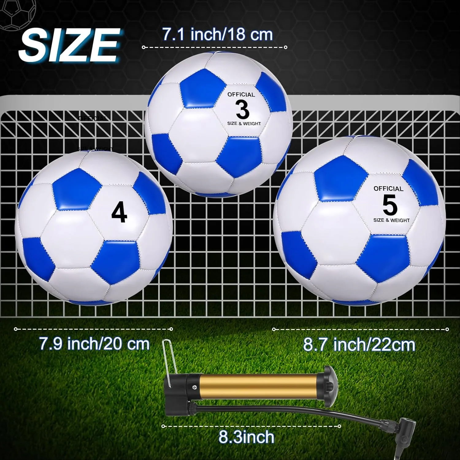 Libima 12 Pcs Soccer Balls with Pump Official Size 3/4/5 Soccer Ball Bulk for Child Adult School Sport Training Practice Back to School