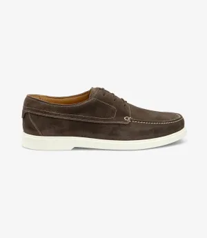LOAKE SARDINIA ANTRACITE SUEDE LOAFER SLIP ON RUBBER SOLE F-MEDIUM