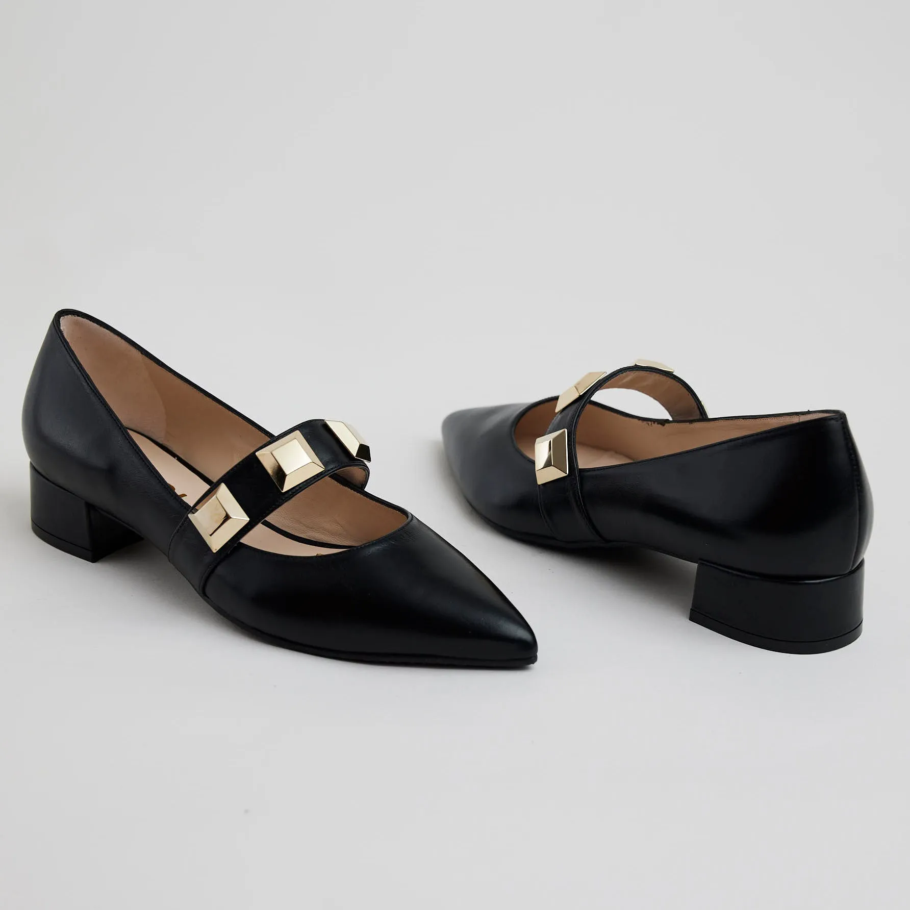 Lodi Black Leather Ballerina Shoes