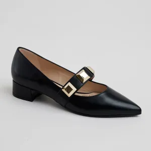 Lodi Black Leather Ballerina Shoes