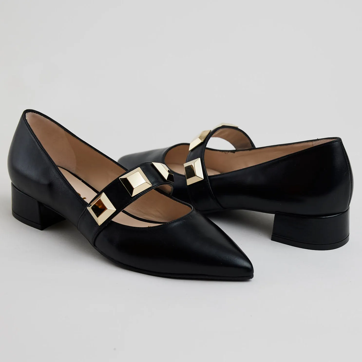 Lodi Black Leather Ballerina Shoes